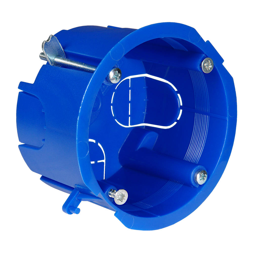 10172 Тусо Коробка установочная ГСК с/у без крышки d 65, гл. 45 с мет. креп., синяя